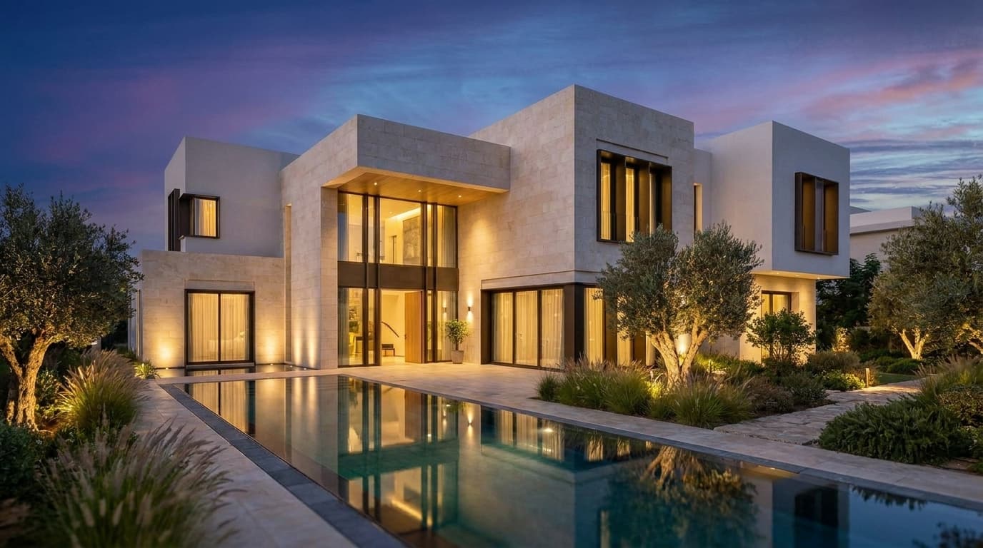 Al Nour Private Villa — villa at blue hour